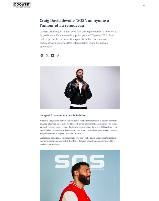 CP CRAIG DAVID _ SINGLE SOS
